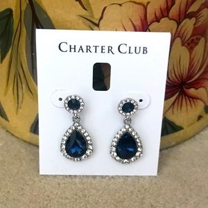 Charter Club, Faux Sapphire Teardrop Earrings